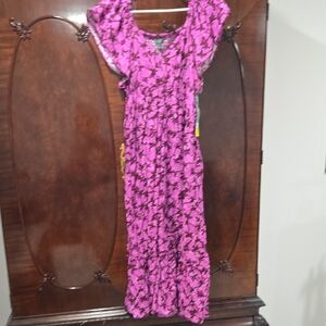 Terra & Sky Pink and Brown Floral Dress